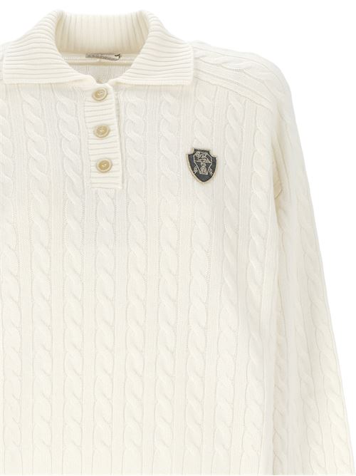 Maglia a trecce in cashmere bianco BRUNELLO CUCINELLI | M12737005C2723